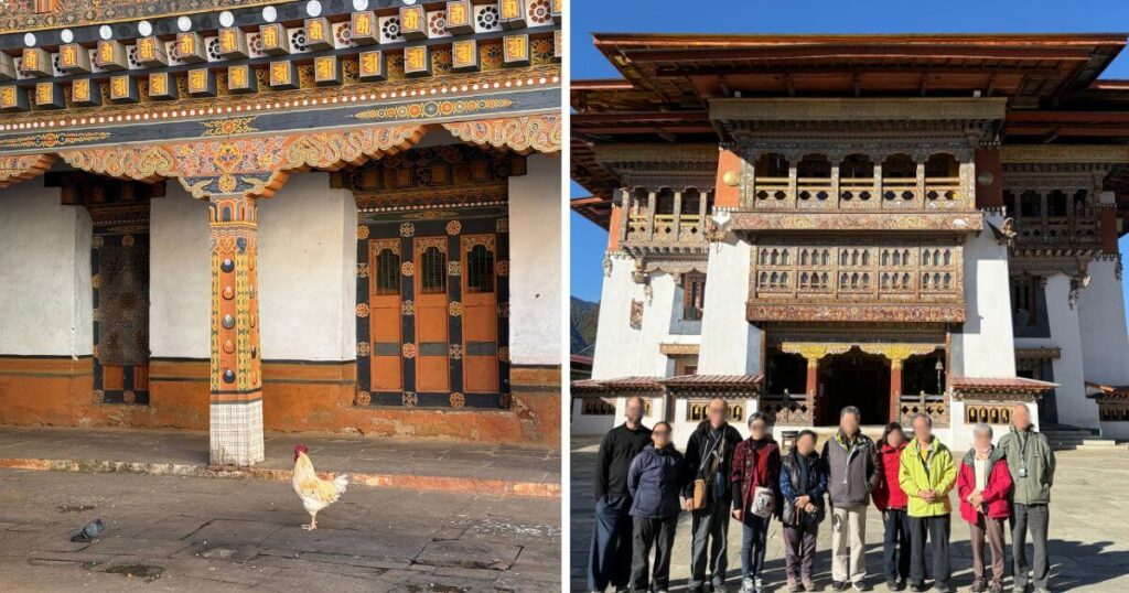 不丹寺院建築與實際跟團合影